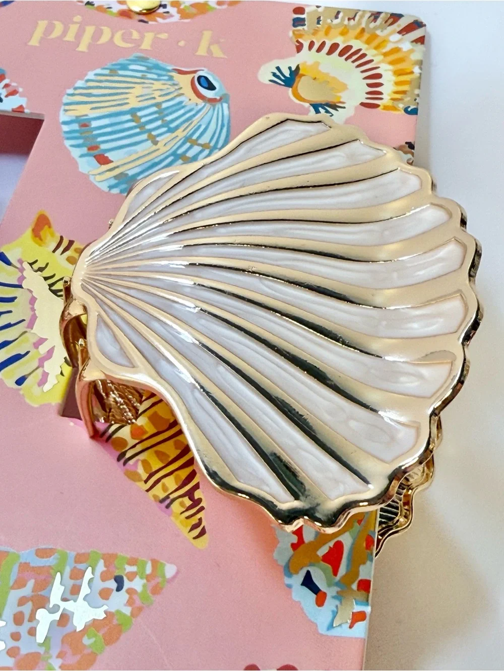 Piper K Seashell Hair Claw Clip Set Gold Pink Conch Scallop Mermaidcore 2pc NEW